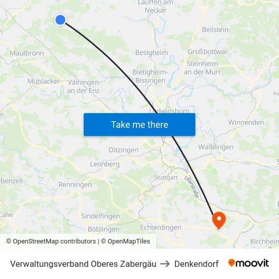 Verwaltungsverband Oberes Zabergäu to Denkendorf map