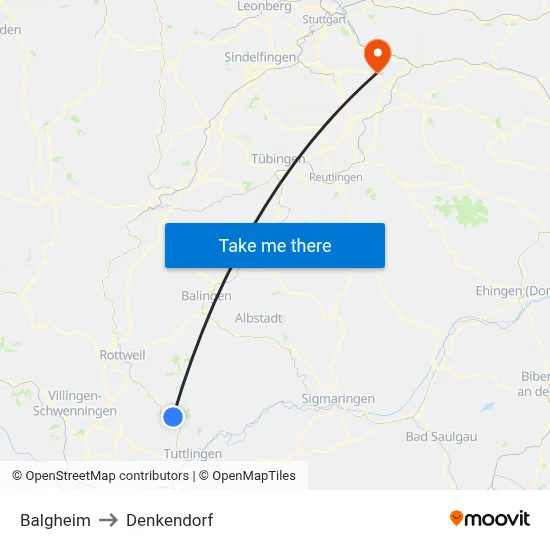 Balgheim to Denkendorf map