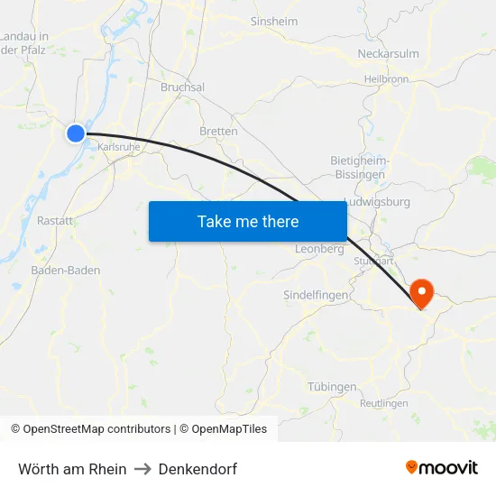 Wörth am Rhein to Denkendorf map