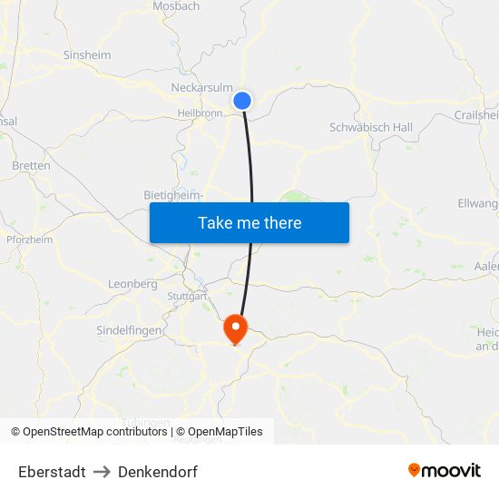 Eberstadt to Denkendorf map