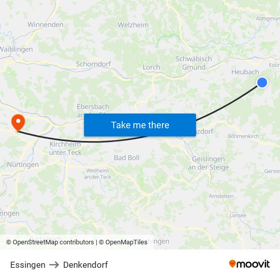 Essingen to Denkendorf map