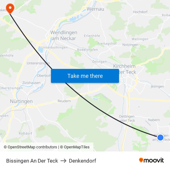 Bissingen An Der Teck to Denkendorf map