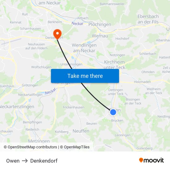 Owen to Denkendorf map