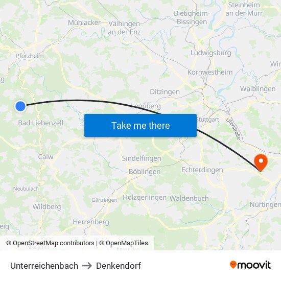 Unterreichenbach to Denkendorf map