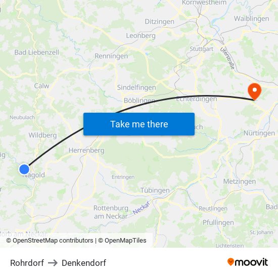 Rohrdorf to Denkendorf map