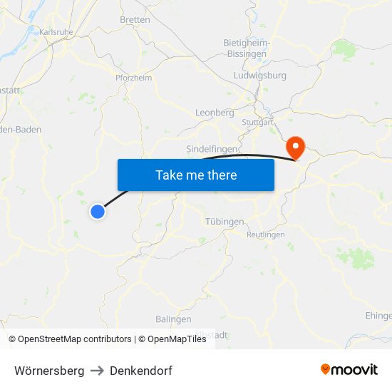 Wörnersberg to Denkendorf map