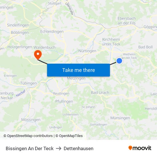 Bissingen An Der Teck to Dettenhausen map