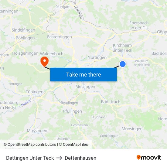 Dettingen Unter Teck to Dettenhausen map