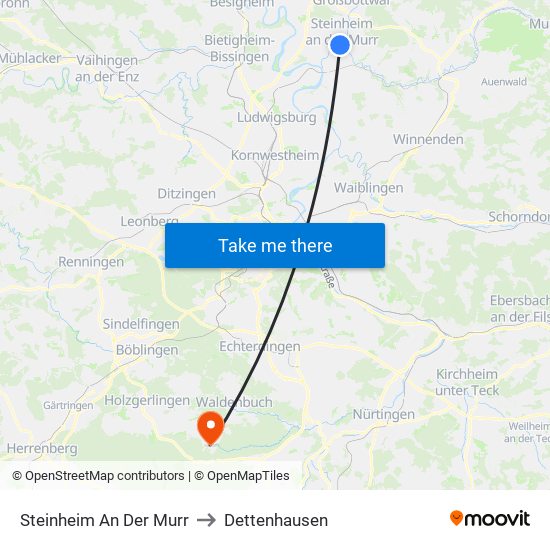 Steinheim An Der Murr to Dettenhausen map