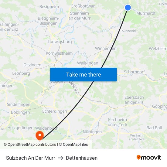 Sulzbach An Der Murr to Dettenhausen map