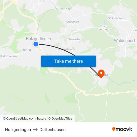 Holzgerlingen to Dettenhausen map