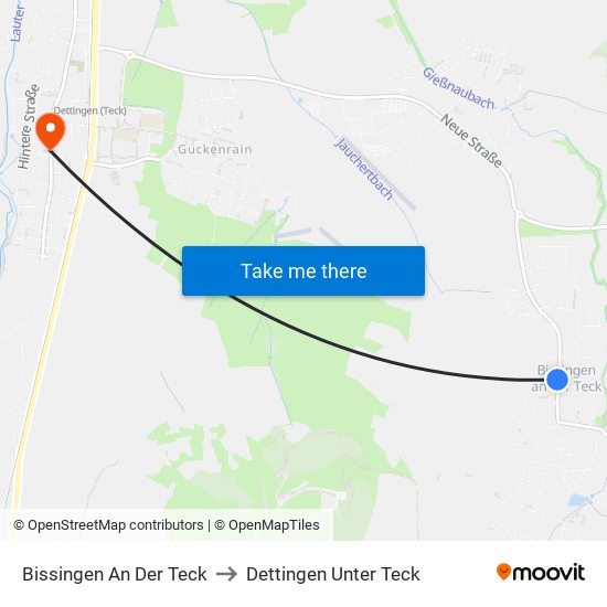 Bissingen An Der Teck to Dettingen Unter Teck map