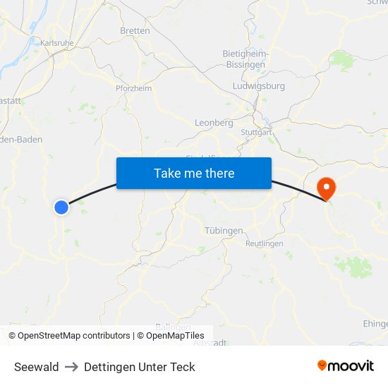 Seewald to Dettingen Unter Teck map