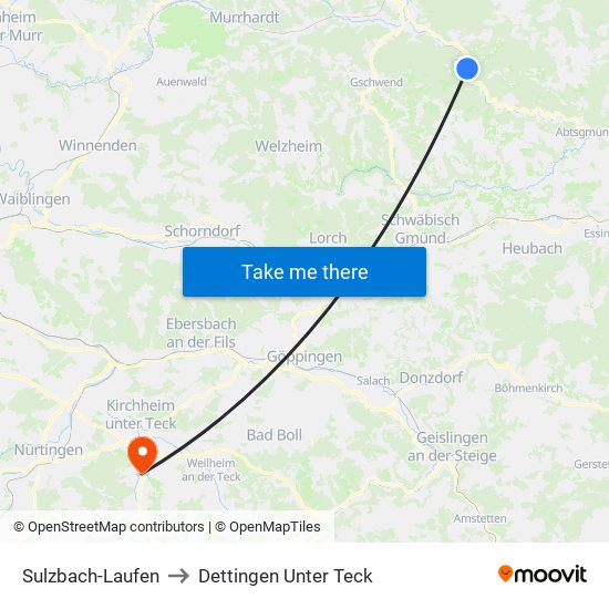 Sulzbach-Laufen to Dettingen Unter Teck map