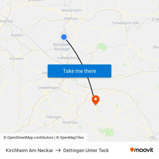 Kirchheim Am Neckar to Dettingen Unter Teck map