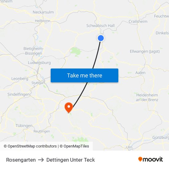 Rosengarten to Dettingen Unter Teck map