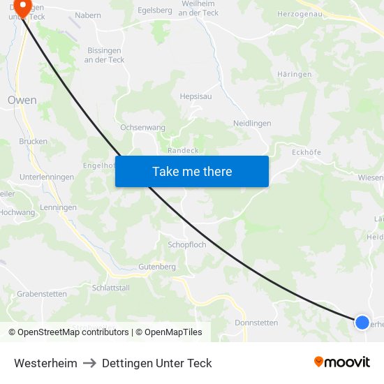 Westerheim to Dettingen Unter Teck map