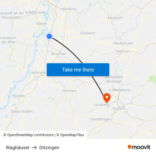 Waghäusel to Ditzingen map