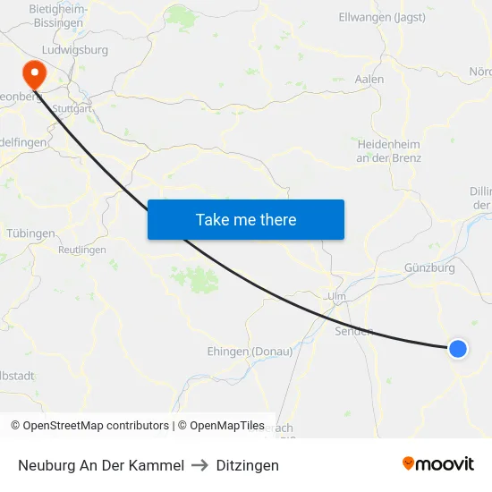 Neuburg An Der Kammel to Ditzingen map