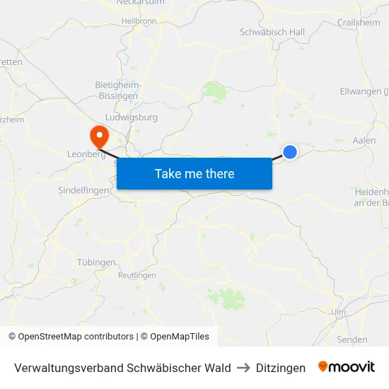 Verwaltungsverband Schwäbischer Wald to Ditzingen map