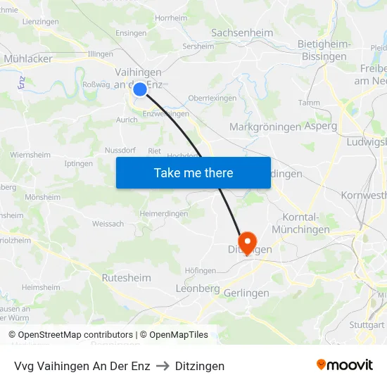 Vvg Vaihingen An Der Enz to Ditzingen map