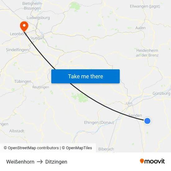 Weißenhorn to Ditzingen map