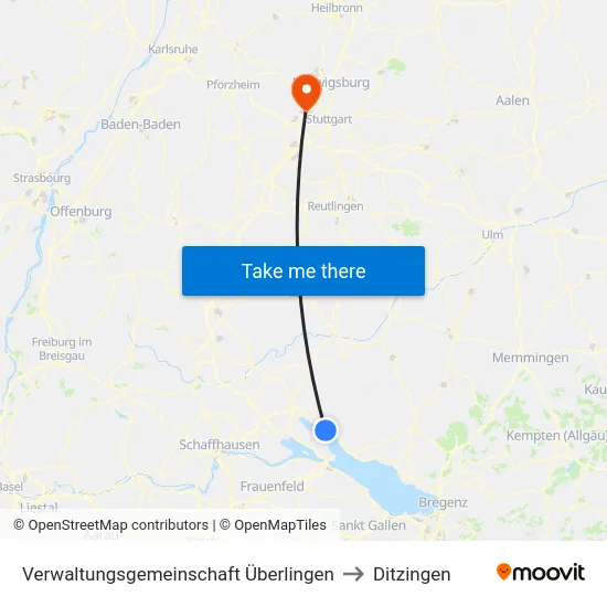 Verwaltungsgemeinschaft Überlingen to Ditzingen map