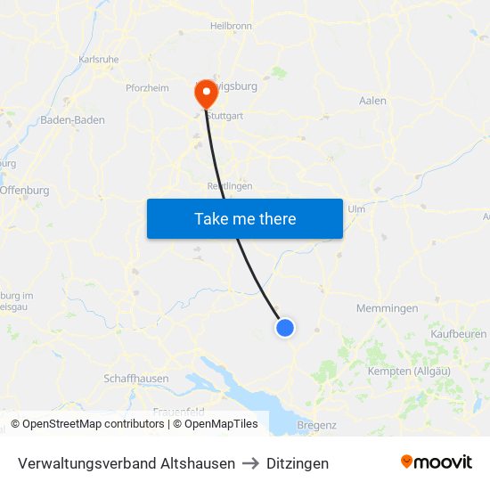 Verwaltungsverband Altshausen to Ditzingen map