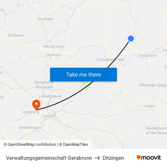 Verwaltungsgemeinschaft Gerabronn to Ditzingen map