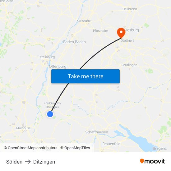 Sölden to Ditzingen map