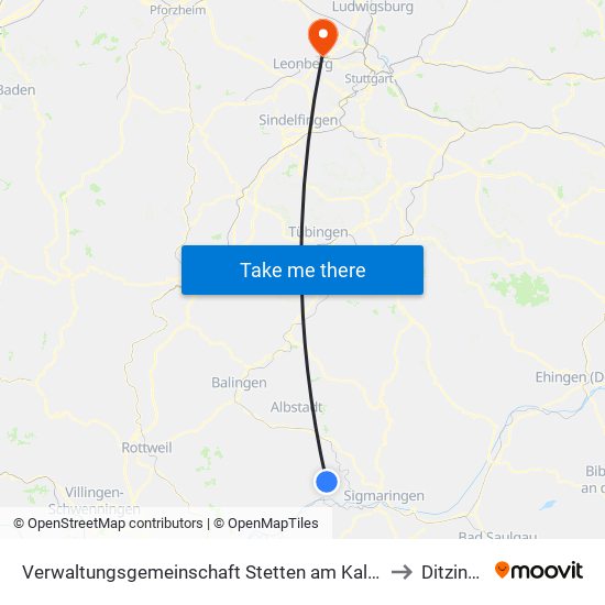Verwaltungsgemeinschaft Stetten am Kalten Markt to Ditzingen map