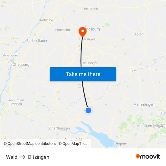 Wald to Ditzingen map
