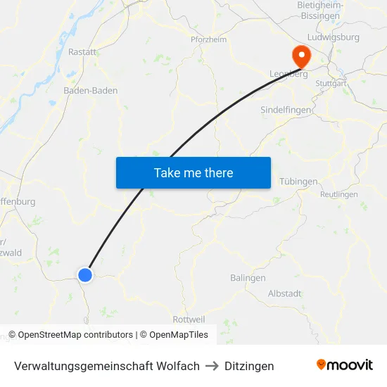 Verwaltungsgemeinschaft Wolfach to Ditzingen map