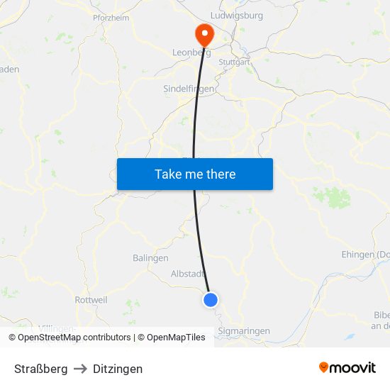 Straßberg to Ditzingen map