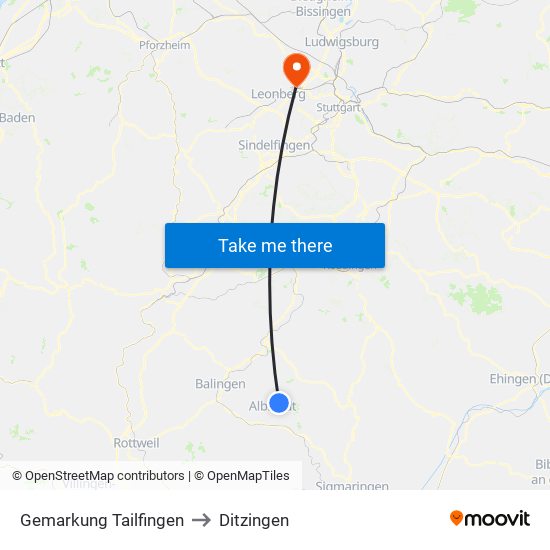 Gemarkung Tailfingen to Ditzingen map
