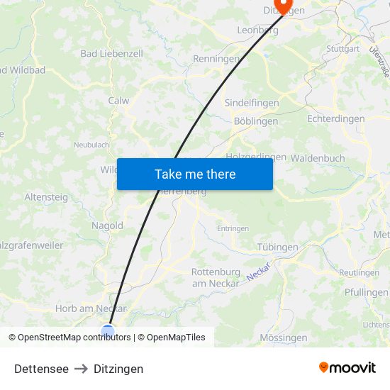 Dettensee to Ditzingen map