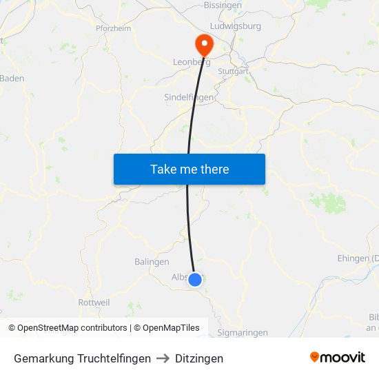 Gemarkung Truchtelfingen to Ditzingen map