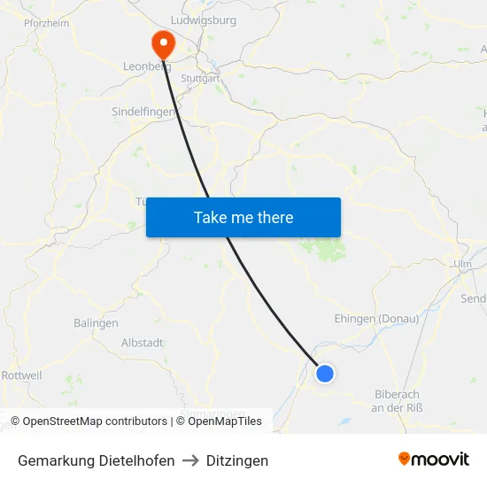 Gemarkung Dietelhofen to Ditzingen map