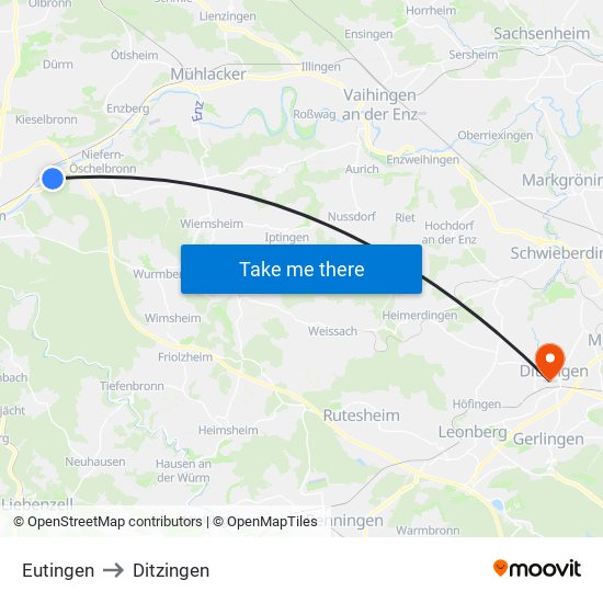 Eutingen to Ditzingen map