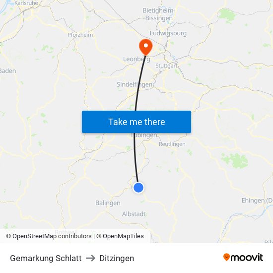 Gemarkung Schlatt to Ditzingen map