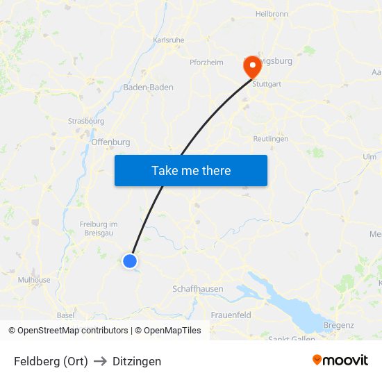 Feldberg (Ort) to Ditzingen map