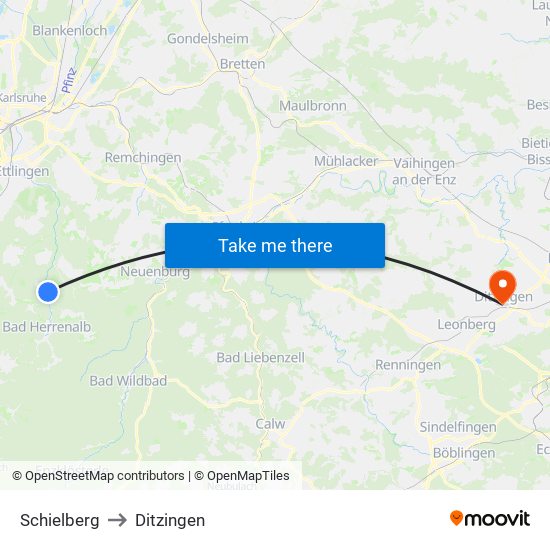 Schielberg to Ditzingen map