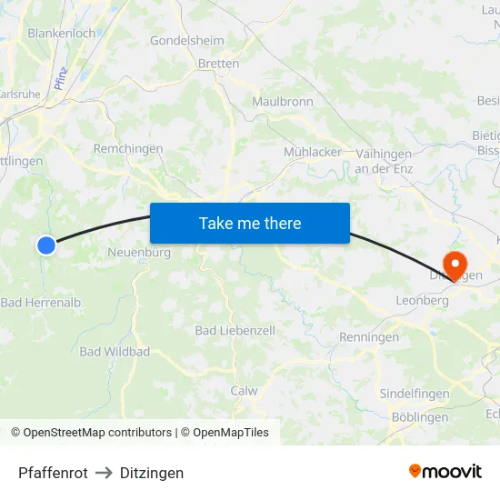 Pfaffenrot to Ditzingen map