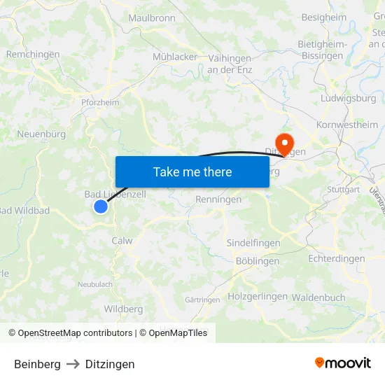 Beinberg to Ditzingen map
