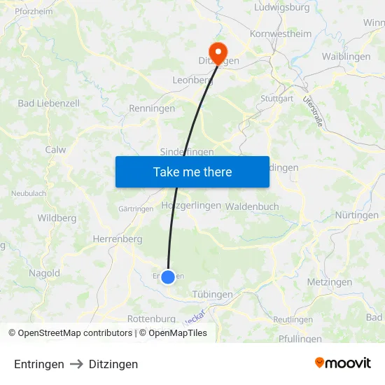 Entringen to Ditzingen map