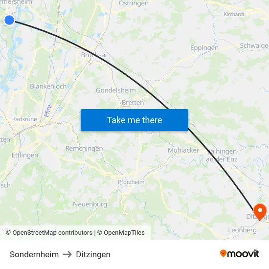 Sondernheim to Ditzingen map