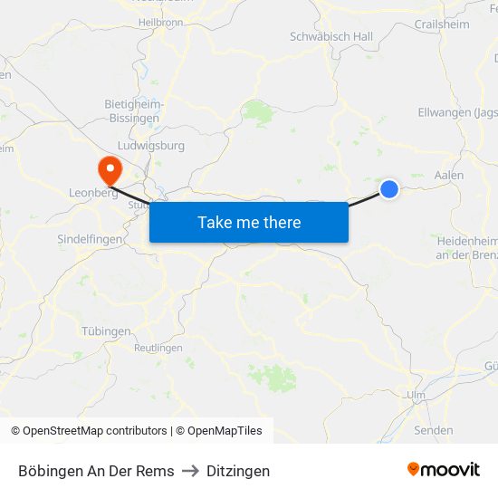 Böbingen An Der Rems to Ditzingen map