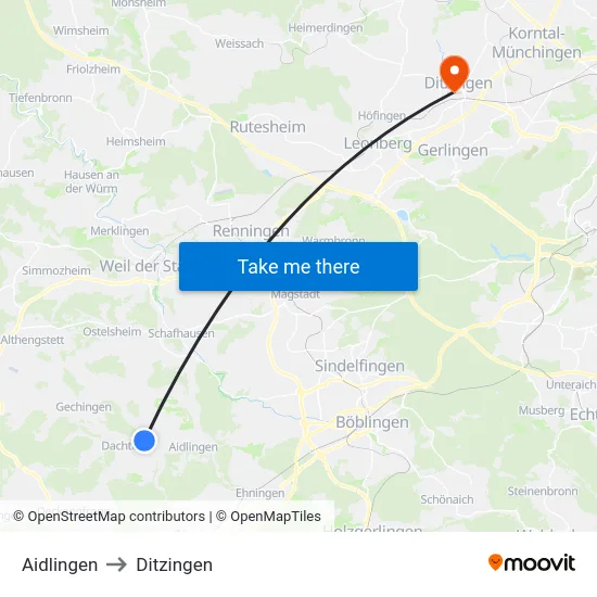 Aidlingen to Ditzingen map