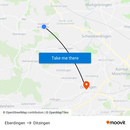 Eberdingen to Ditzingen map