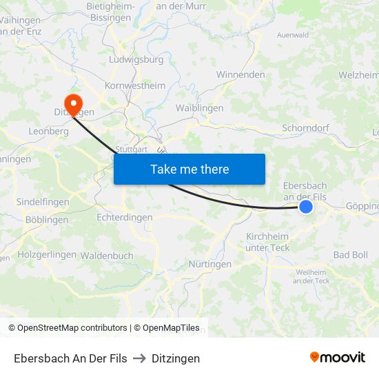 Ebersbach An Der Fils to Ditzingen map